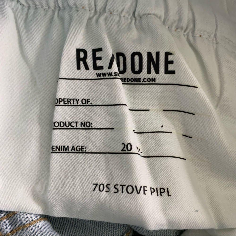 RE/DONE 70's Stove Pipe Button Fly in River Fade New With Tags Size 26 - Picture 7 of 12